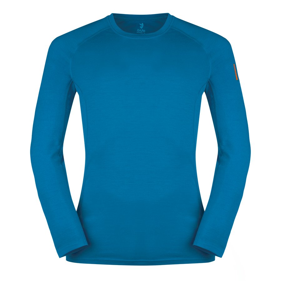 Modré pánské tričko s dlouhým rukávem Zajo Bjorn Merino Tshirt LS - velikost M